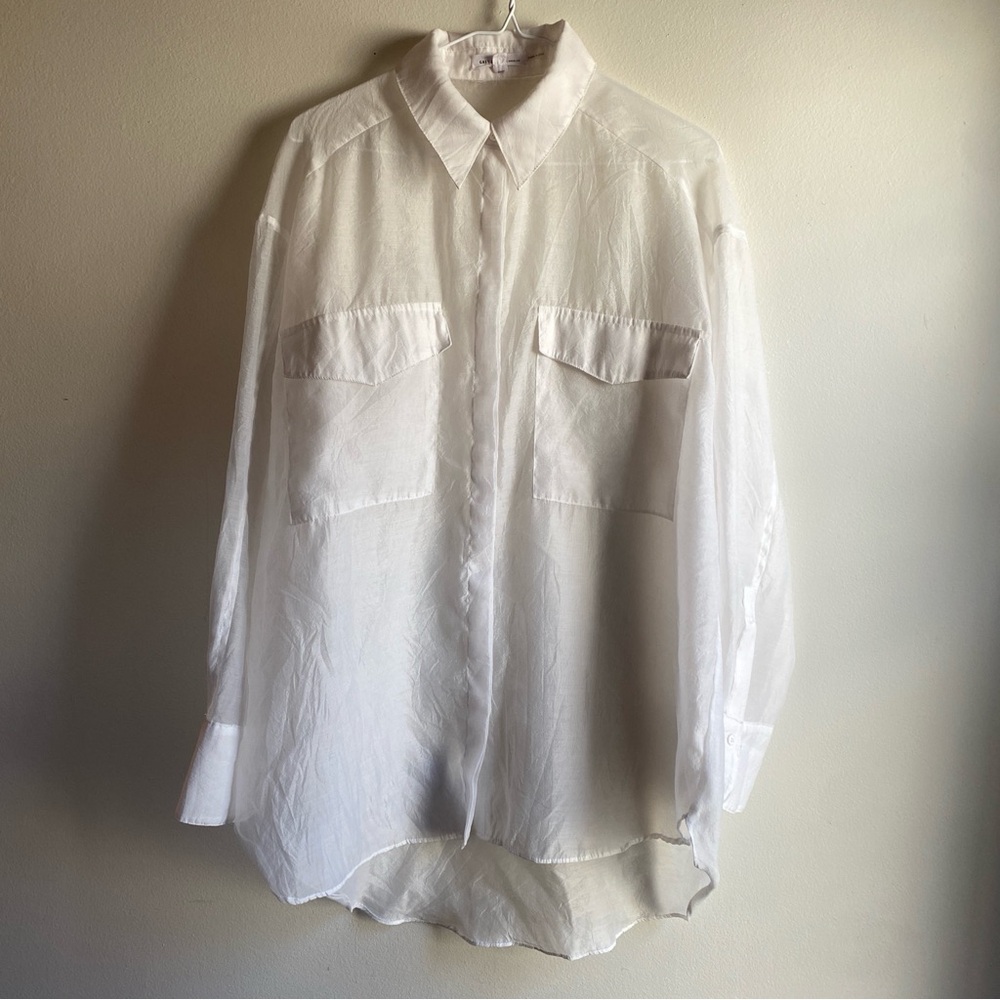 Grey Lab Sheer Oversized Blouse In White